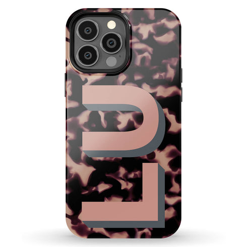 Custom 3D Initials Dark Tort iPhone Case